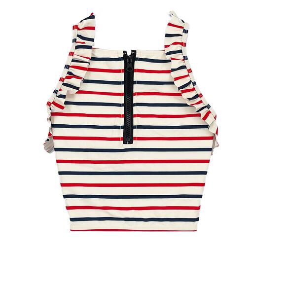 Swimsuit Ruffle Shoulder Tankini Top in Red, White and Blue Size Medium - Picture 2 of 5